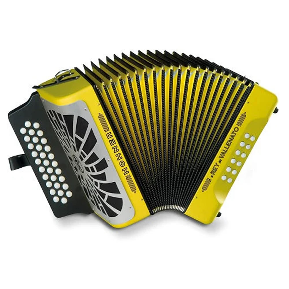 Acordeón Diatónico Hohner Tono Sib Mib Lab Amarillo REY VALLENATO