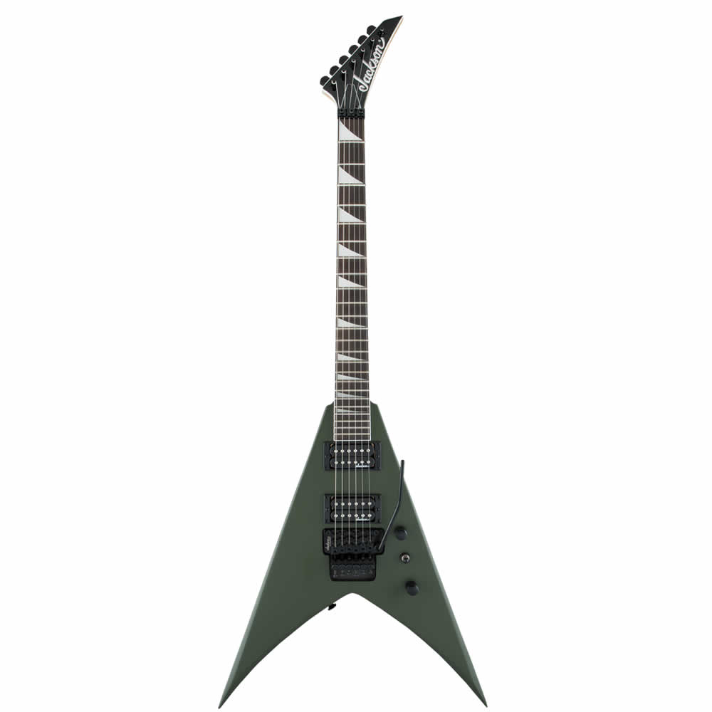 Jackson King V JS32 Matte Army Drab guitarra eléctrica tipo V con puente Floyd Rose y humbuckers de alta salida