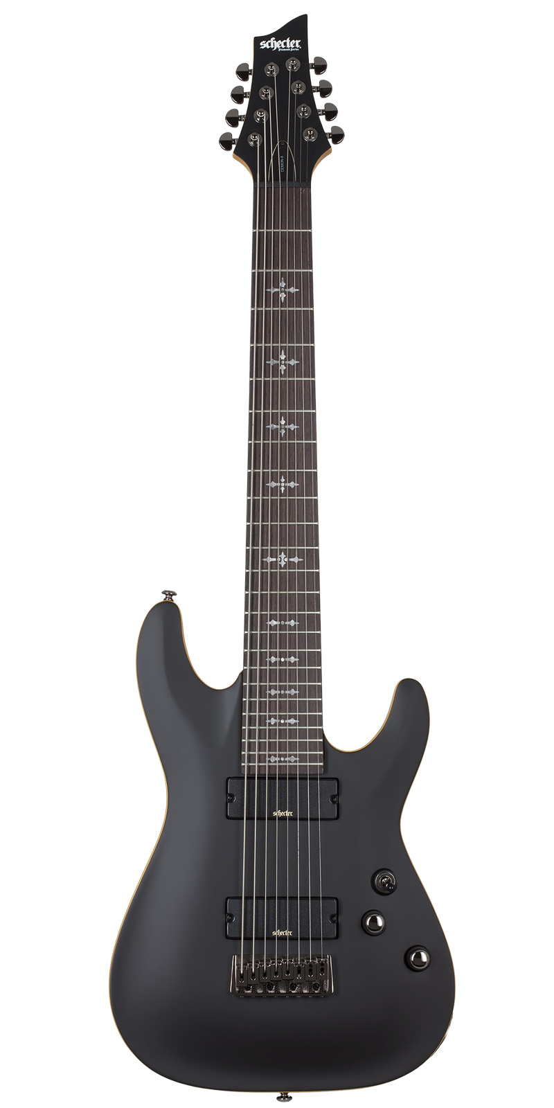 GUITARRA SCHECTER ELECTRICA DEMON-8 — NEGRO SATINADO ENVEJECIDO