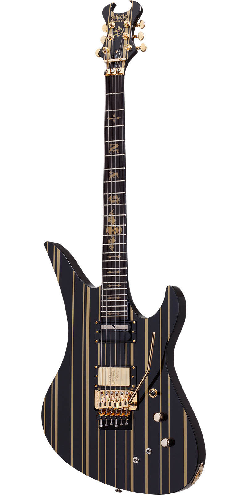 GUITARRA SCHECTER ELECT SYNYSTER GATES CUSTOM-S — NEGRO CON RAYAS PLATEADAS