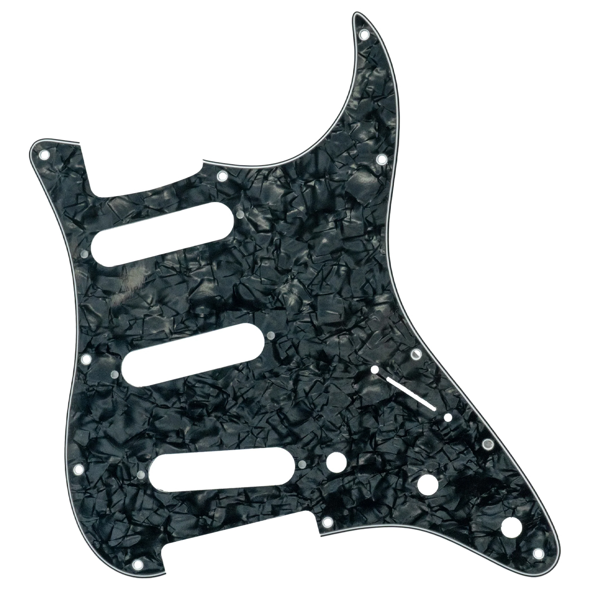 MICA AXLABS STRAT-STYLE PICKGUARD 3 PLY/11-HOLE(PEARL) — BLACK PEARL